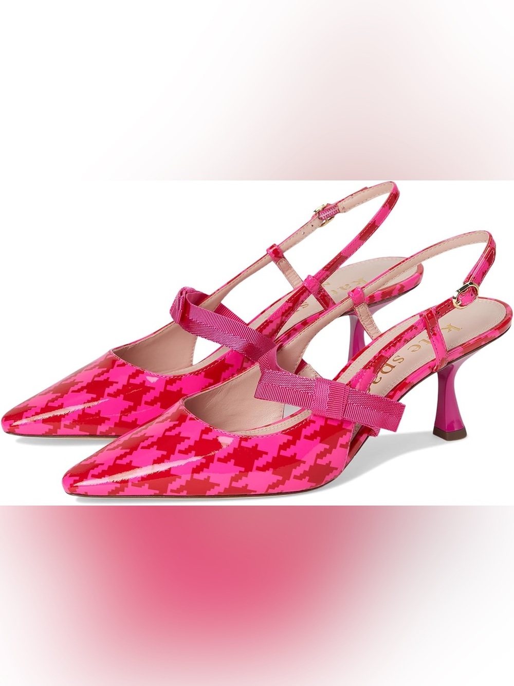 kate spade Maritza Houndstooth Slingback Pumps in Marker Pink Multi